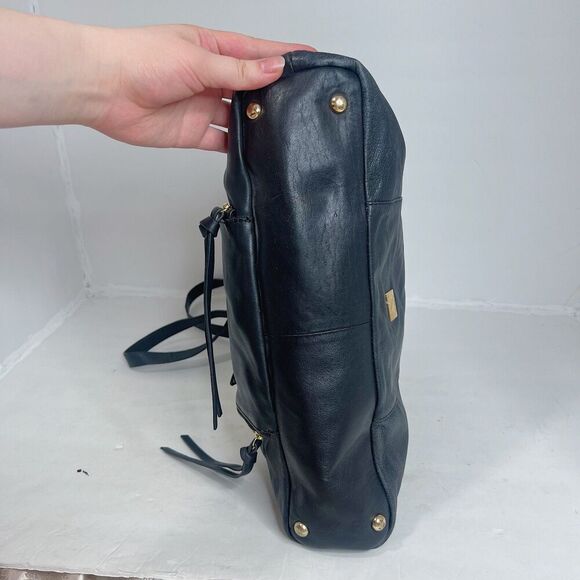 Kooba Everette Black Pebbled Leather Double Zipper Gold Handbag Shoulder Bag - Picture 6 of 11